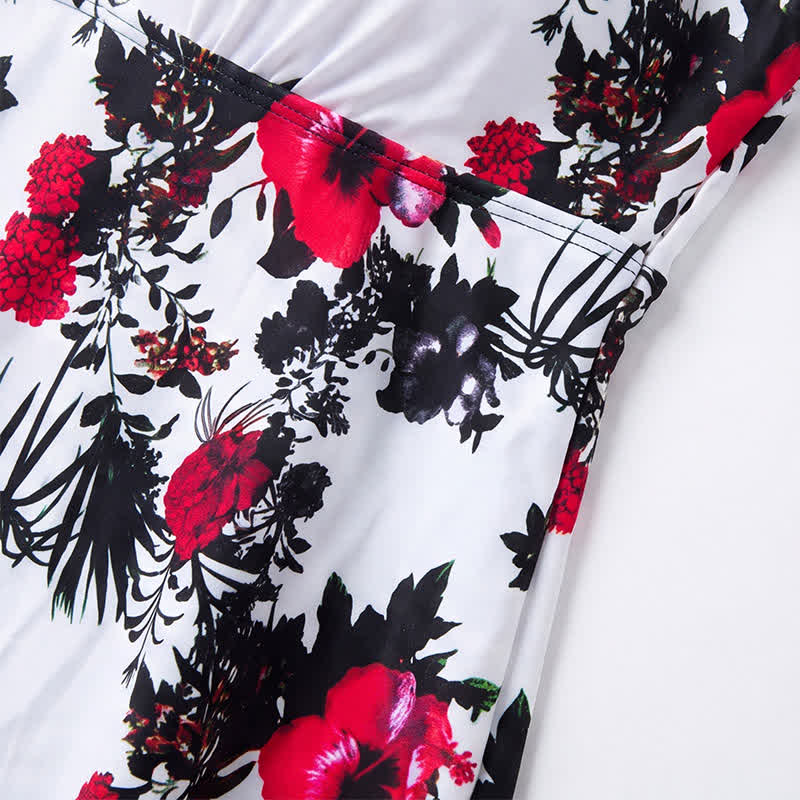 Badekleid mit Blumen- und Polka-Dot-Muster und V-Ausschnitt - image 7