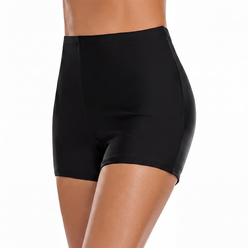 Hochgeschnittene, schmal geschnittene Boyshort-Badeshorts - Schwarz-A - 4XL - image 1