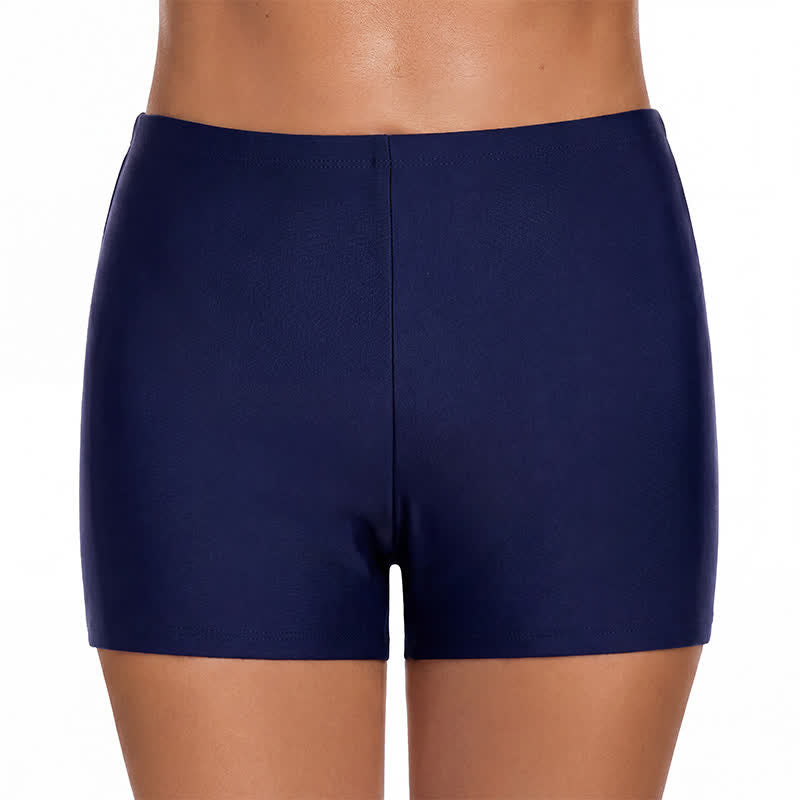 Hochgeschnittene, schmal geschnittene Boyshort-Badeshorts - Marineblau-A - 4XL - image 0