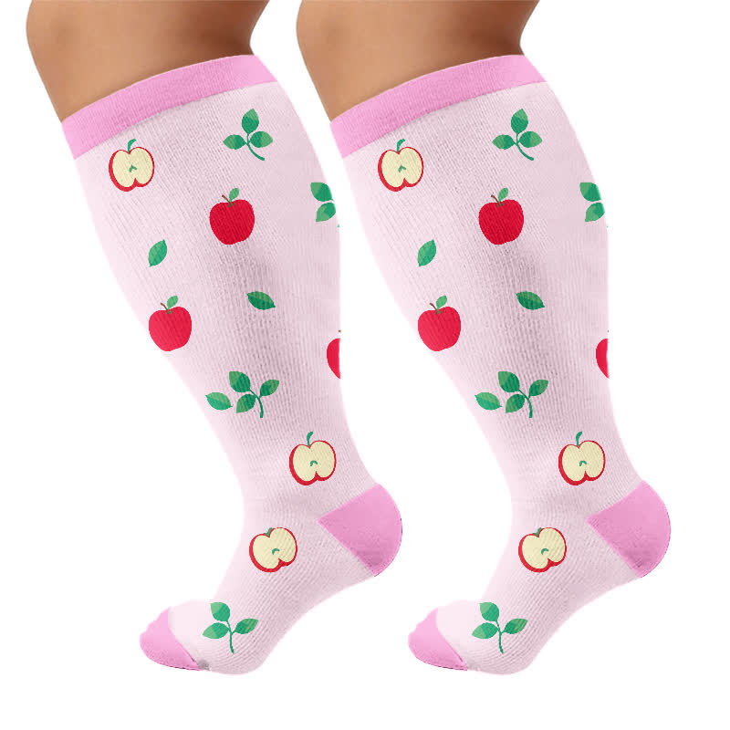 Kompressionsstrümpfe mit Fruchtmuster in Übergröße - Hellrosa - 4XL - image 8