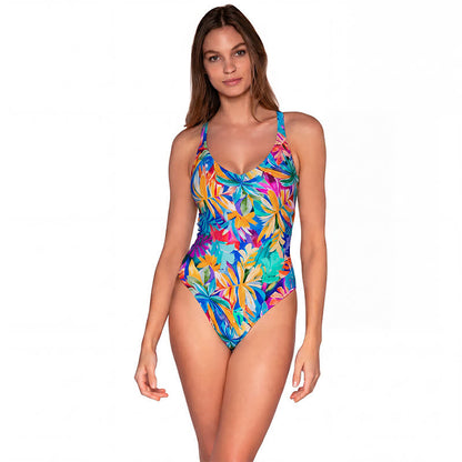 Badeanzug mit Tiger- und Kaninchenmuster und breiten Trägern - Blau - 4XL - image 5