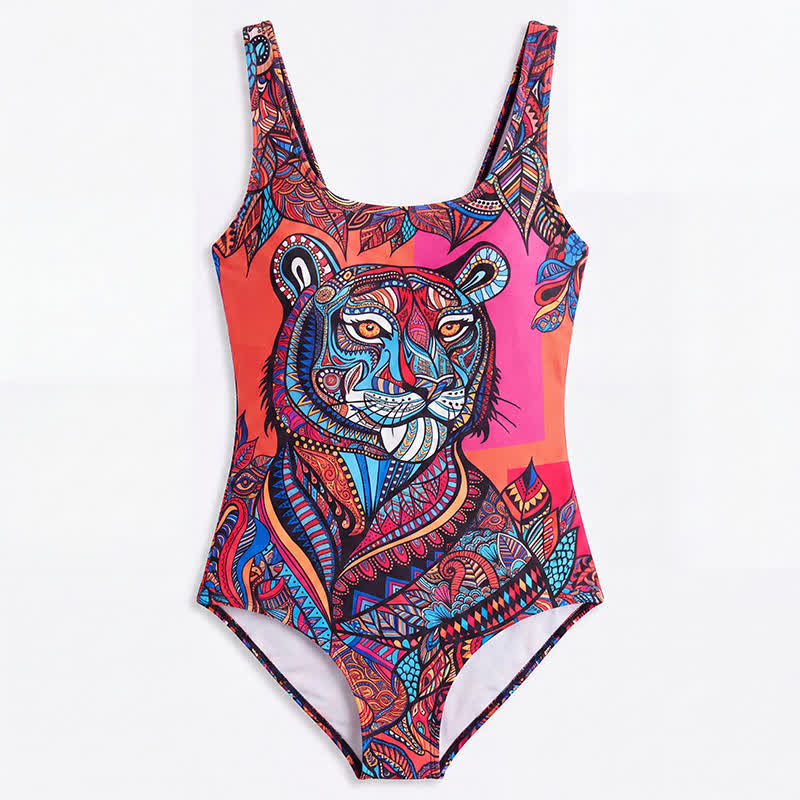 Badeanzug mit Tiger- und Kaninchenmuster und breiten Trägern - image 16