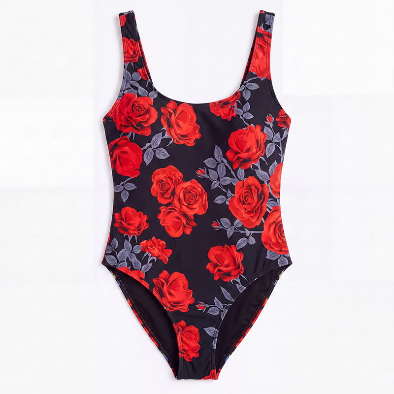 Badeanzug mit tropischem Leoparden-, Blumen- und Katzenmuster - image 14