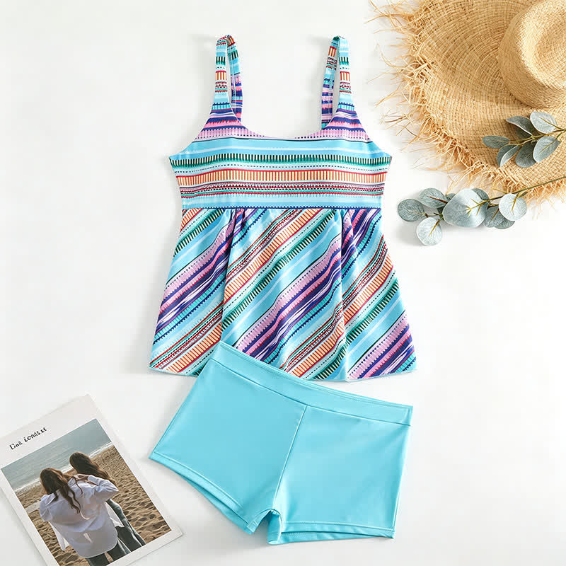 Tankini-Set mit tropischem Blumenmuster und Streifen - image 17