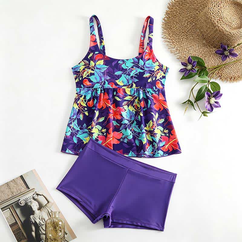 Tankini-Set mit tropischem Blumenmuster und Streifen - image 19
