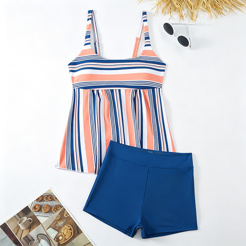 Tankini-Set mit tropischem Blumenmuster und Streifen - image 15