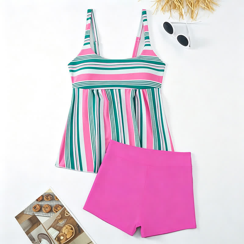 Tankini-Set mit tropischem Blumenmuster und Streifen - image 16
