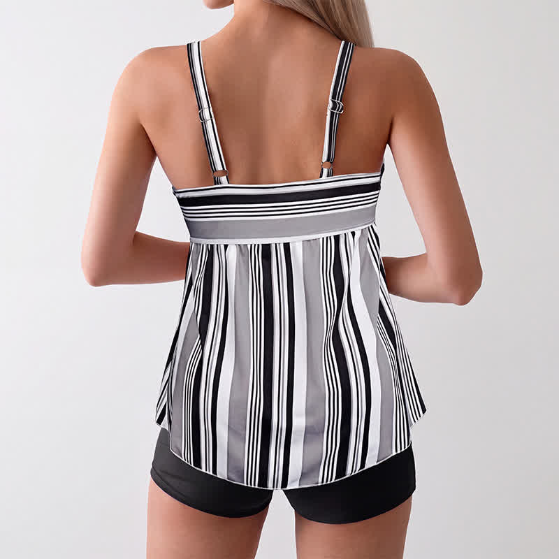 Tankini-Set mit tropischem Blumenmuster und Streifen - image 6