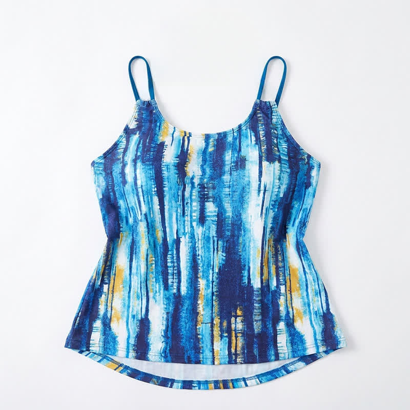 Tankini-Set mit blauem Wellenstreifen und Rundhalsausschnitt - image 5