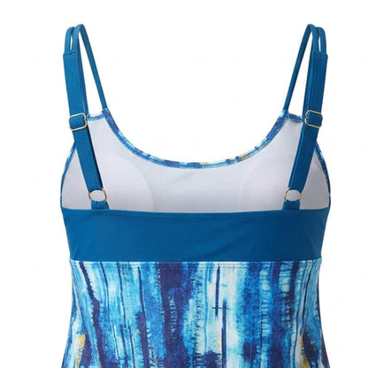 Tankini-Set mit blauem Wellenstreifen und Rundhalsausschnitt - image 3