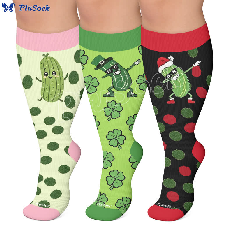 Plus Size Pickle Party Kompressionsstrümpfe - image 0