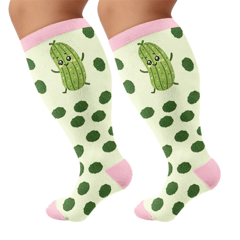 Plus Size Pickle Party Kompressionsstrümpfe - Rosa(1 Paar) - 4XL - image 8