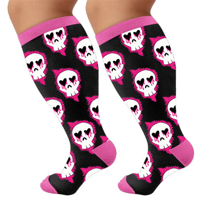Kompressionsstrümpfe mit Fledermausherz in Übergröße - Rosa(1 Paar) - 4XL - image 9