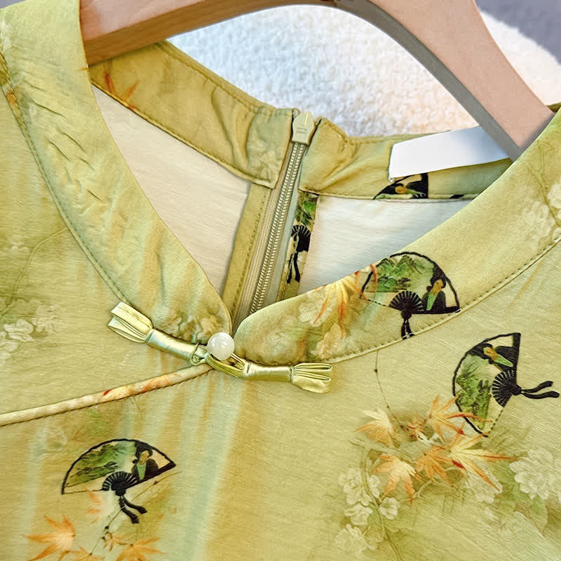 Bluse mit Blumenmuster und Stehkragen in Übergröße - image 1