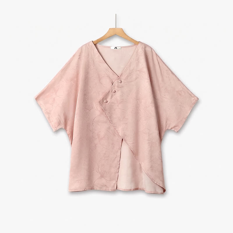 Bluse mit Fledermausärmeln in Übergröße und gestufter Midirock mit Blumenmuster (Set) - Bluse - 6XL - image 5