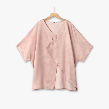 Bluse mit Fledermausärmeln in Übergröße und gestufter Midirock mit Blumenmuster (Set) - Bluse - 6XL - image 5