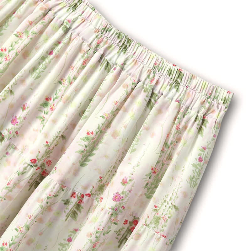 Bluse mit Fledermausärmeln in Übergröße und gestufter Midirock mit Blumenmuster (Set) - image 6