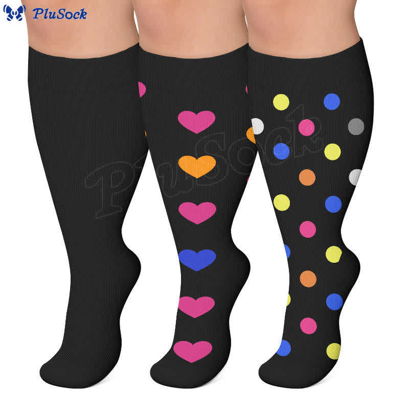 Plus Size Heart Pop Dot Kompressionsstrümpfe - image 0