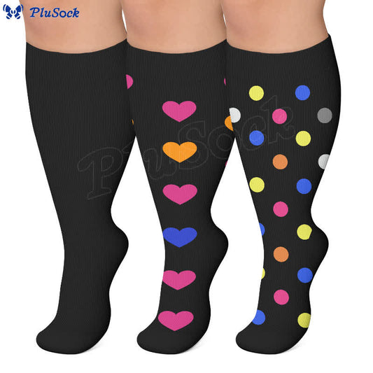 Plus Size Heart Pop Dot Kompressionsstrümpfe - image 0