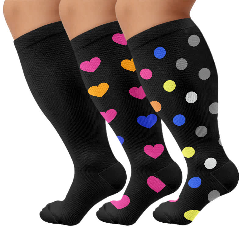 Plus Size Heart Pop Dot Kompressionsstrümpfe - image 4