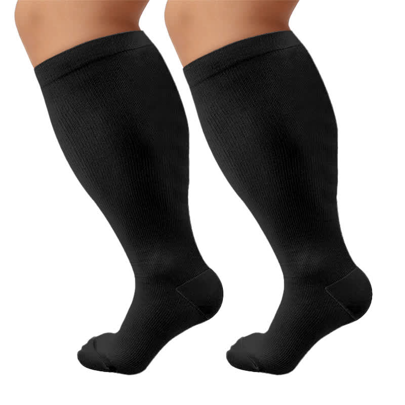 Plus Size Heart Pop Dot Kompressionsstrümpfe - Schwarz - 4XL - image 8