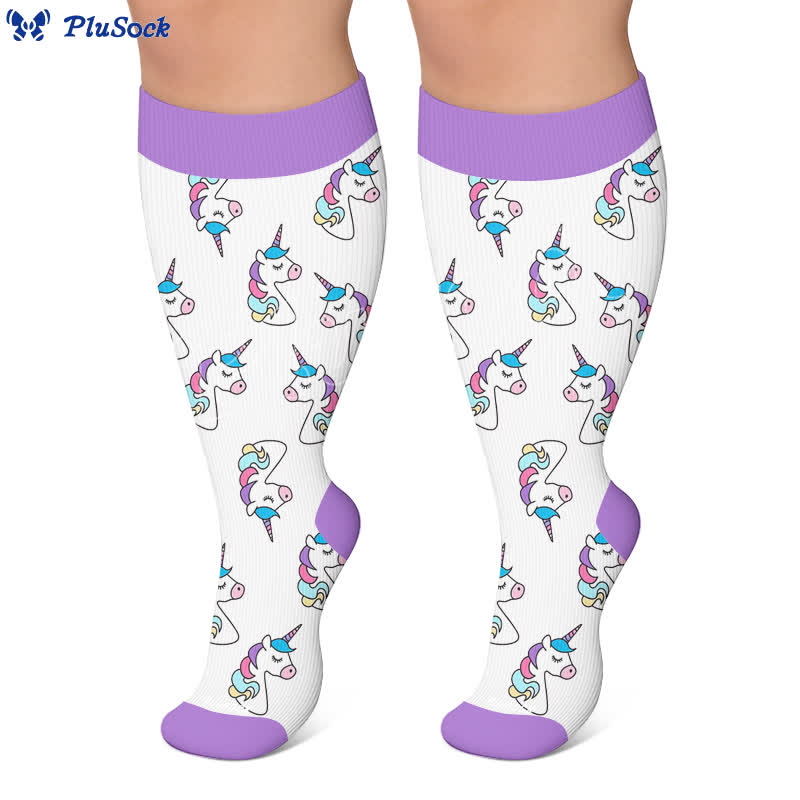 Bunte Einhorn-Kompressionsstrümpfe in Übergröße - image 4