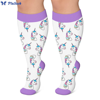 Bunte Einhorn-Kompressionsstrümpfe in Übergröße - image 4