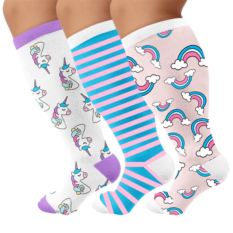 Bunte Einhorn-Kompressionsstrümpfe in Übergröße - image 7