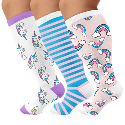 Bunte Einhorn-Kompressionsstrümpfe in Übergröße - image 7