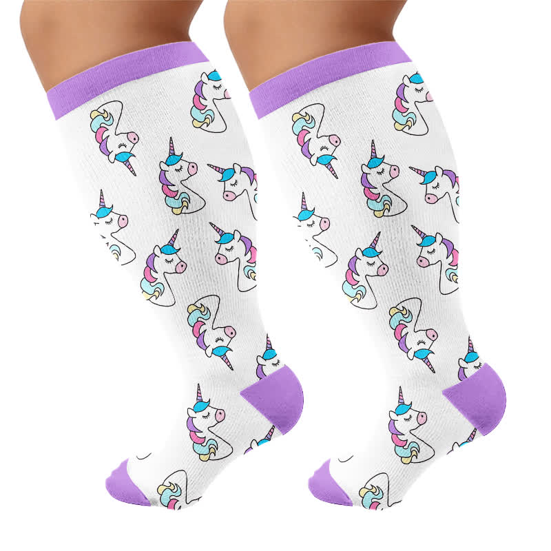 Bunte Einhorn-Kompressionsstrümpfe in Übergröße - image 8