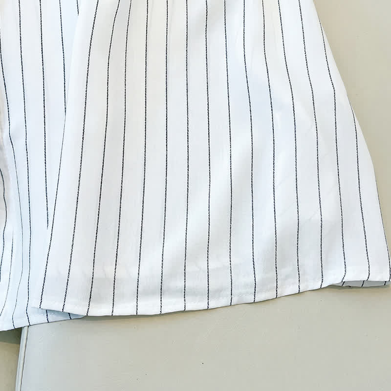 Gestreiftes Midikleid mit Gürtel in Übergröße - image 4
