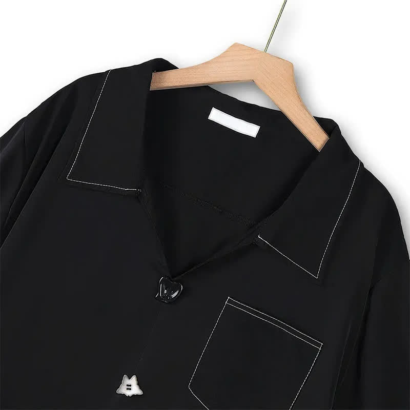 Bluse in Übergröße mit Kontrastnähten und Campkragen - image 1