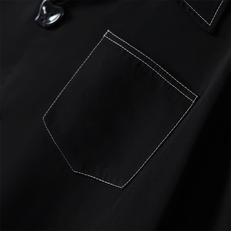 Bluse in Übergröße mit Kontrastnähten und Campkragen - image 4