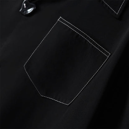 Bluse in Übergröße mit Kontrastnähten und Campkragen - image 4