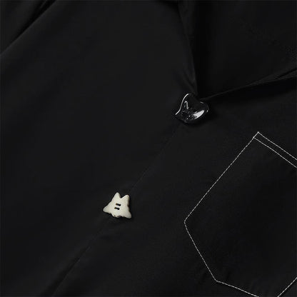 Bluse in Übergröße mit Kontrastnähten und Campkragen - image 3