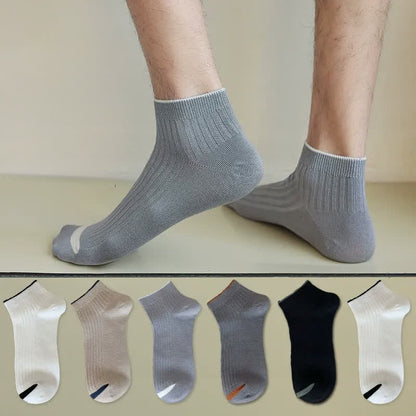 Lässige gerippte Bambus-Knöchelsocken (5 Paar) - Mehrfarbig - EU36-44 (US3-10) - image 0