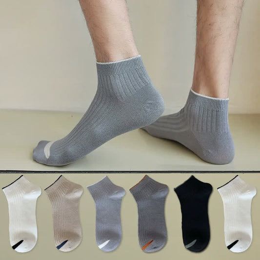 Lässige gerippte Bambus-Knöchelsocken (5 Paar) - Mehrfarbig - EU36-44 (US3-10) - image 0