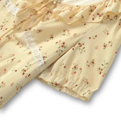 Plus Size Vintage Midikleid mit zartem Blumenmuster und Bindekragen - image 3