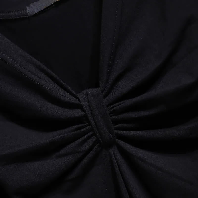 Plus Size Bluse aus dehnbarem Baumwollstoff mit Twist-Detail vorne und V-Ausschnitt - image 3