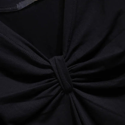 Plus Size Bluse aus dehnbarem Baumwollstoff mit Twist-Detail vorne und V-Ausschnitt - image 3