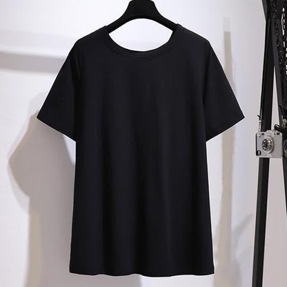 Plus Size Bluse aus dehnbarem Baumwollstoff mit Twist-Detail vorne und V-Ausschnitt - image 2