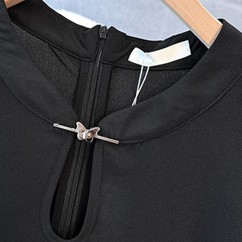 Elegantes Midikleid in Übergröße mit Schlüssellochausschnitt und Rüschensaum - image 2