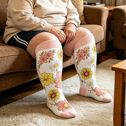 Pastellfarbene Kompressionsstrümpfe in Übergröße - Weiß - 4XL(1 Paar) - image 3