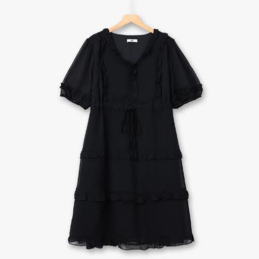 Romantisches Midikleid mit Stufenrüschen in Übergröße - Schwarz - 7XL - image 1