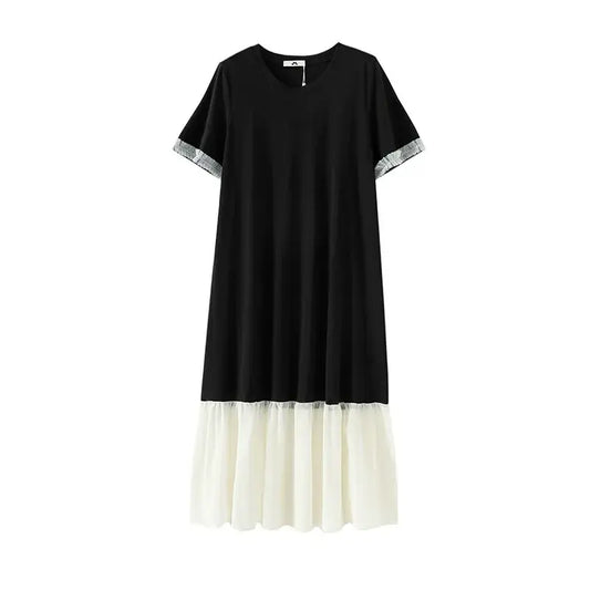 Midikleid in Übergröße mit kontrastierendem Saum - Schwarz - 6XL - image 0