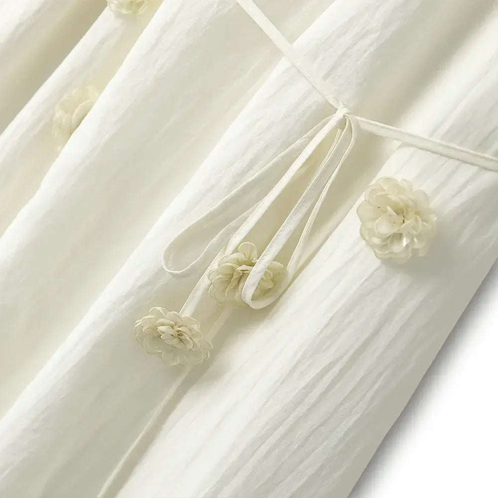 Weiches Boho-Midikleid in Elfenbein mit Quasten und Bindegürtel - image 4
