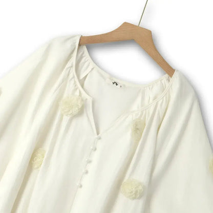 Weiches Boho-Midikleid in Elfenbein mit Quasten und Bindegürtel - image 1