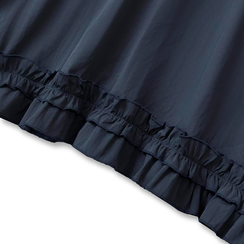 Plus Size marineblaues Midikleid mit Bindeband am Rücken und Rüschensaum - image 3