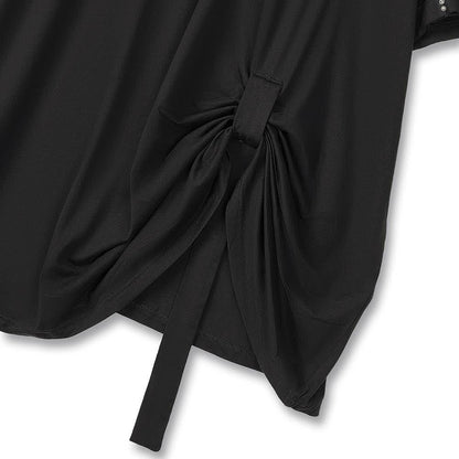 Plus Size Midi-Rock mit seitlicher Bindefläche, Raffungen und kurzen Ärmeln, passendes Set - image 4