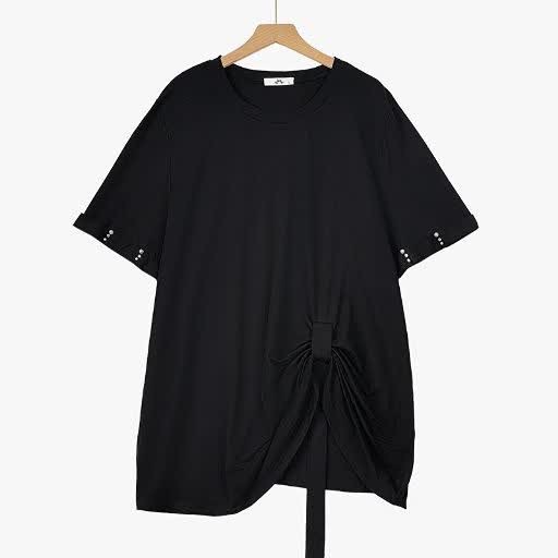 Plus Size Midi-Rock mit seitlicher Bindefläche, Raffungen und kurzen Ärmeln, passendes Set - Bluse - 6XL - image 1